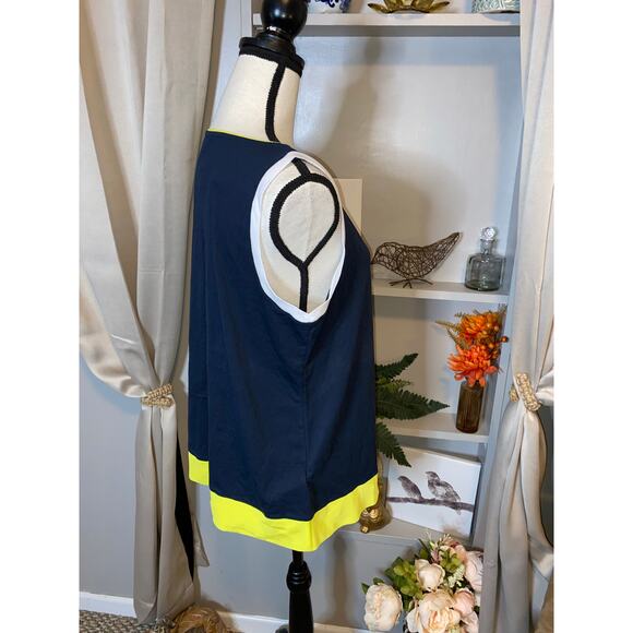 NWT $38 Ann Taylor size Large Blue White Yellow Sleeveless Top - Picture 5 of 10